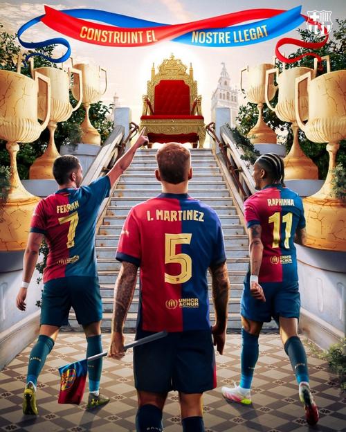 巴萨vs纽卡次回合海报：亚马尔、费尔明、坎塞洛、丹伯恩出镜